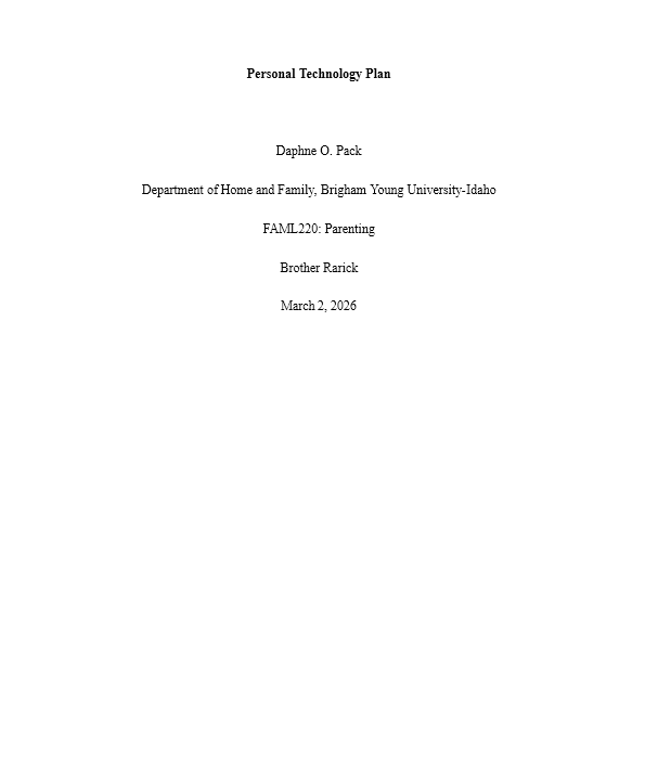 Personal Technology Plan - FAML220